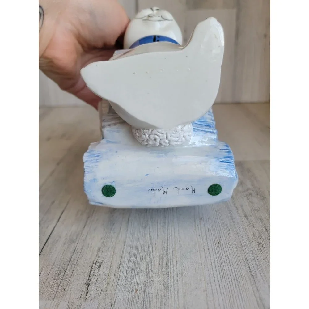 Vintage‎ ceramic Easter Bunny wheelbarrow egg hunt container